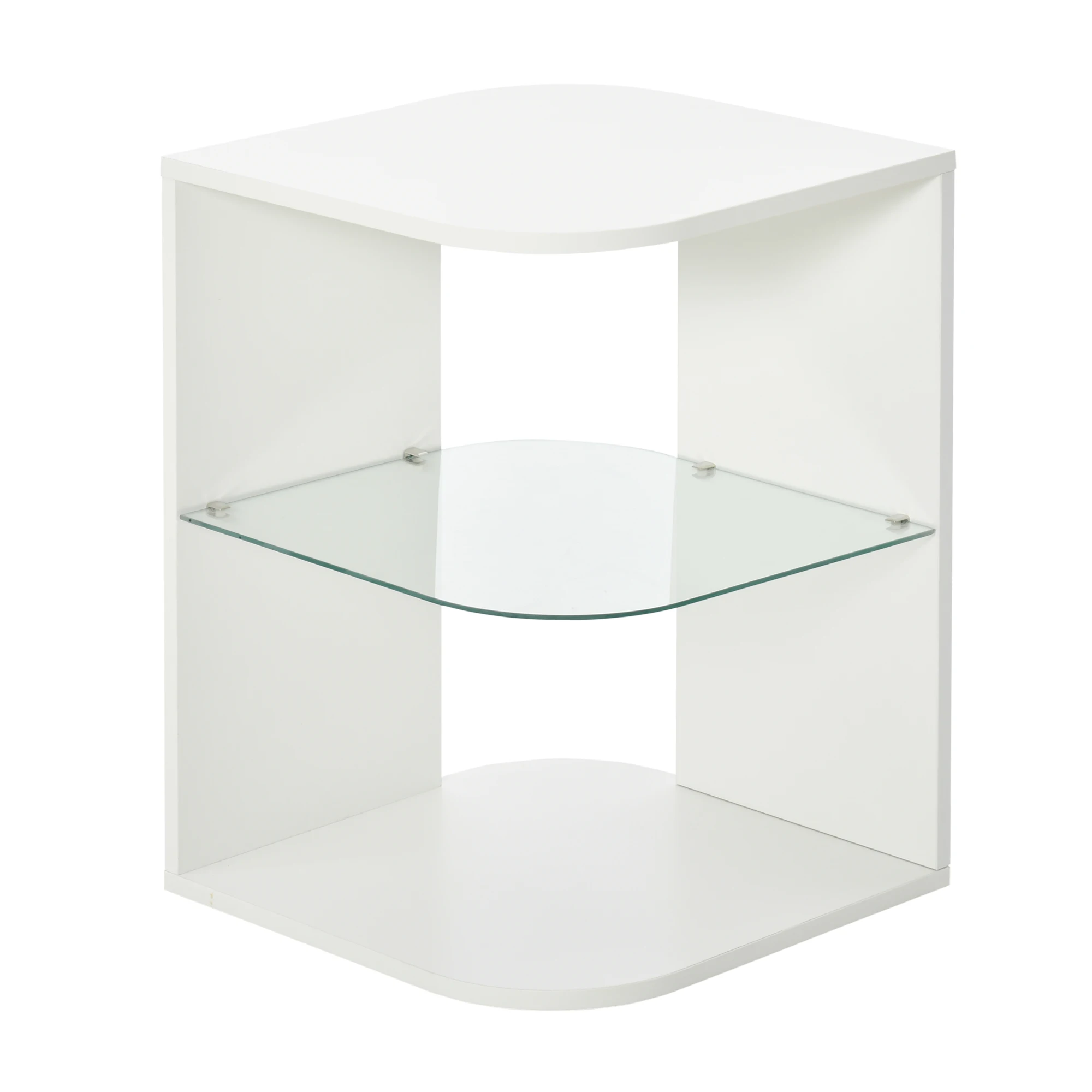 HOMCOM Mesita Auxiliar de Salón Moderna Mesilla Noche con 3 Estantes 40x40x56cm