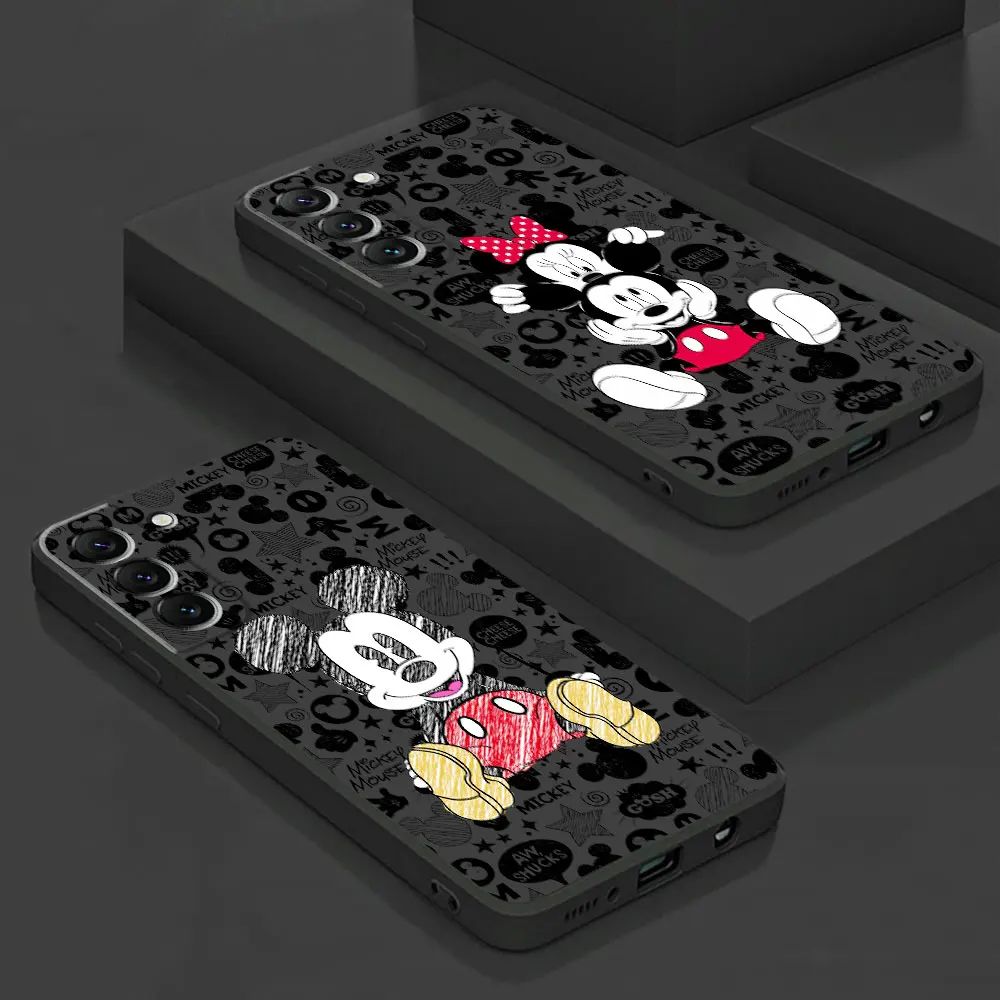 Phone Case for Samsung Galaxy S21 FE S21 5G S24 Ultra S20 S22 Plus S23 Ultra Silicone Cover Bumper Disney Mickey Minnie Mouse