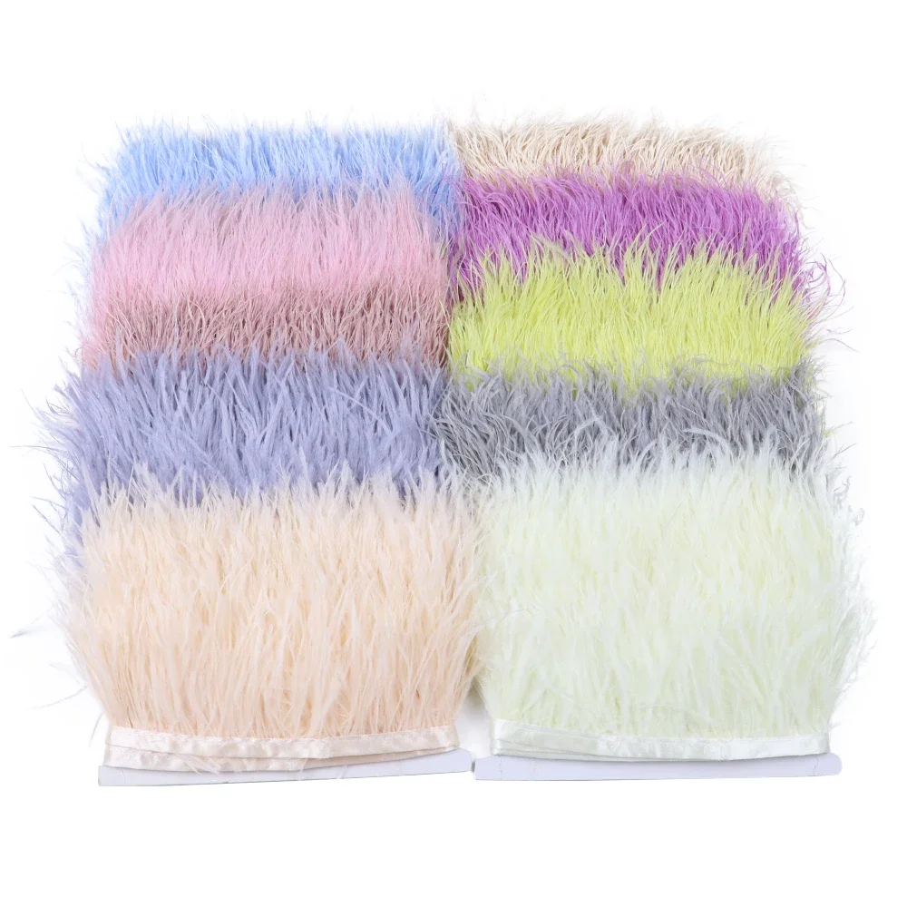 Real Clored Ostrich Feathers Trim Fringe 6-8CM Decoration for Dress Clothing Sewing Accessory Crafts Plumes 1 Meter