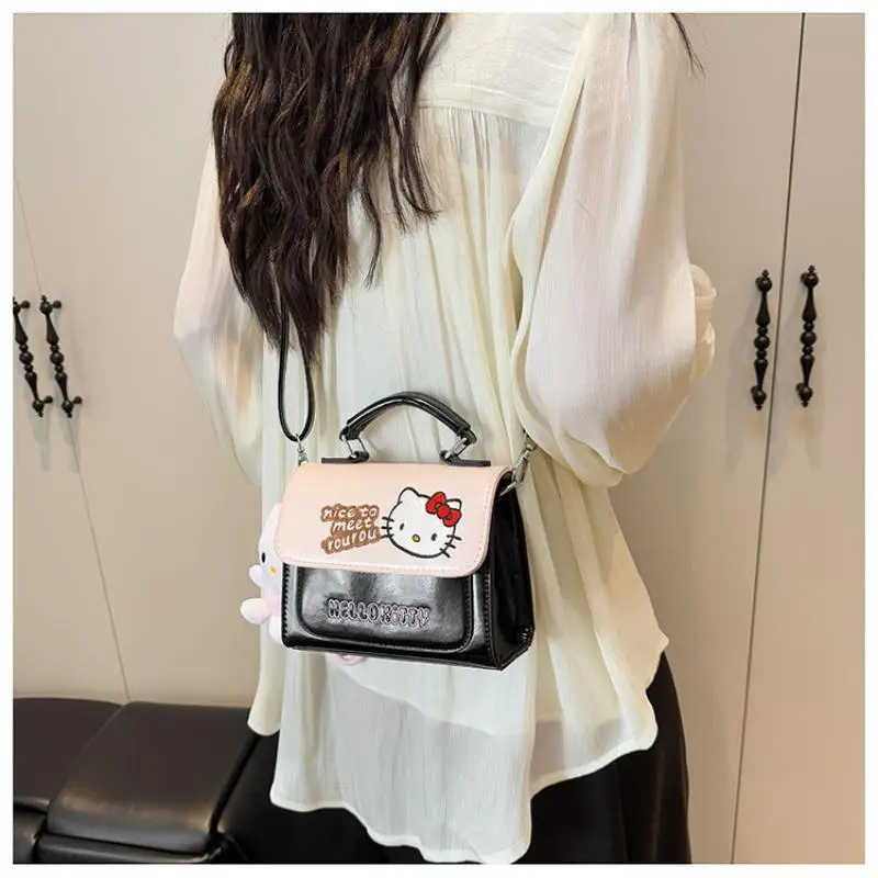 Sanrio Cartoon Girl Niche Sweet Cool Style Kawaii Hello Kitty Embroidered Cartoon New Versatile Girl Hand-Carrying Crossbody Bag