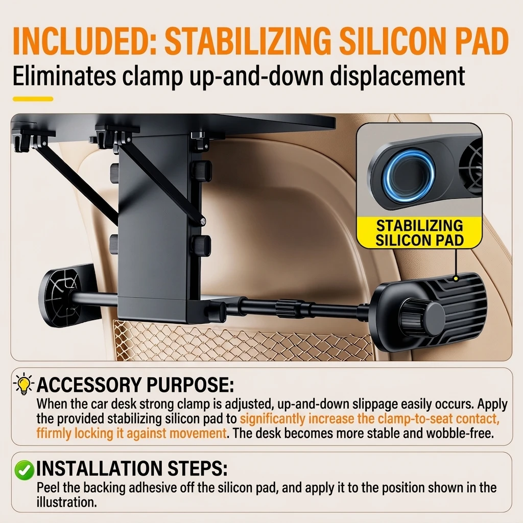 Car Seat Back Table 42x32cm Foldable Tray 0-30cm Height Adjustable Aluminum Alloy Bracket Kids Travel Desk 20kg Load for Eating