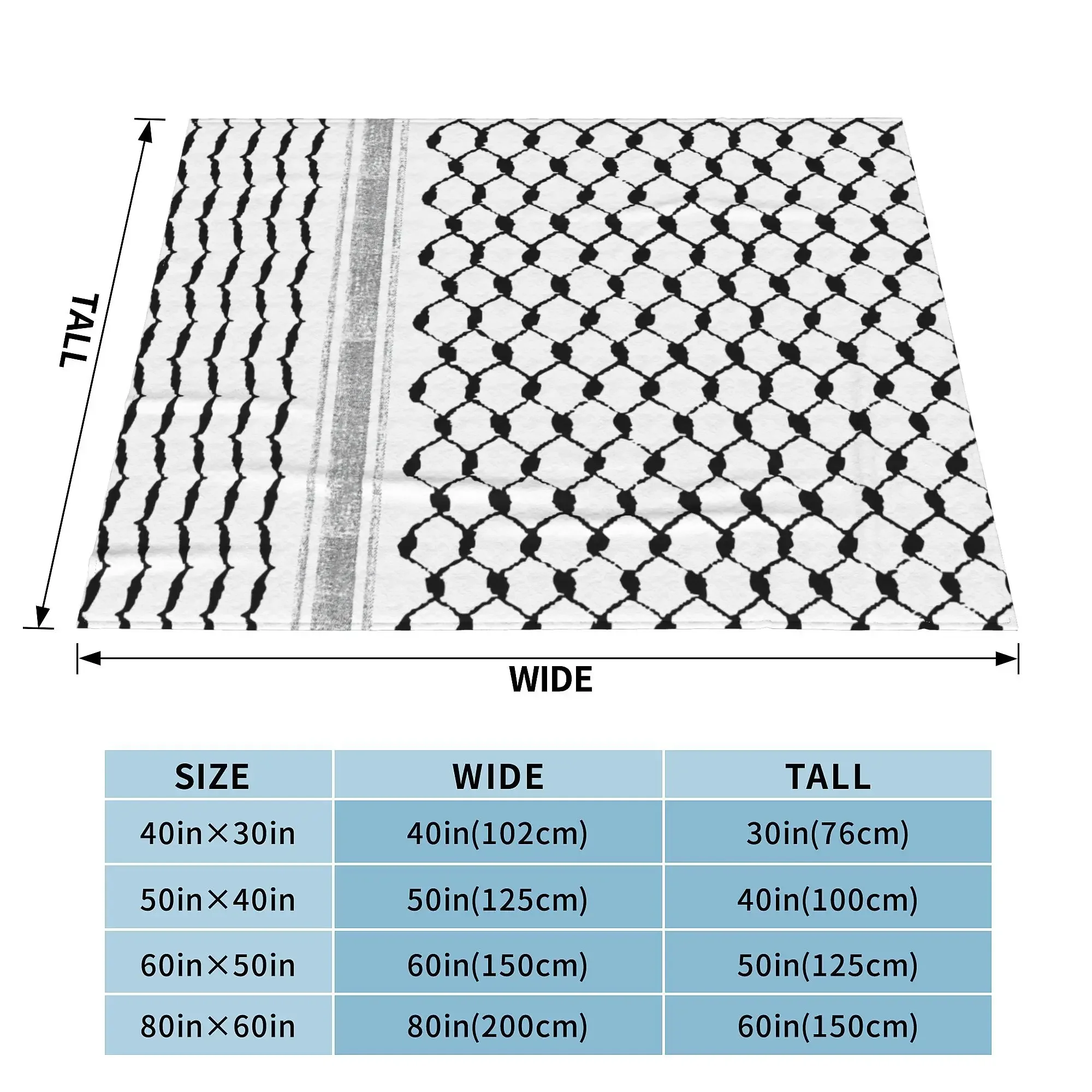 

Palestine Fuzzy Blankets Hatta Kufiya Keffiyeh Customized Throw Blanket for Home 125*100cm Quilt