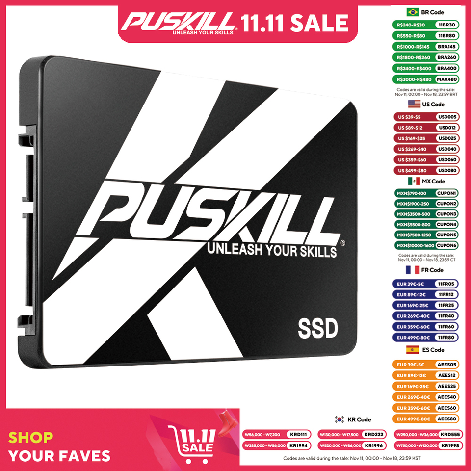  PUSKILL SATA3 SSD 1TB 2TB 256GB 240GB 2.5 Internal Hard Drive 120GB 128GB 480GB 512GB Solid State Hard Disk for Laptop Desktop 