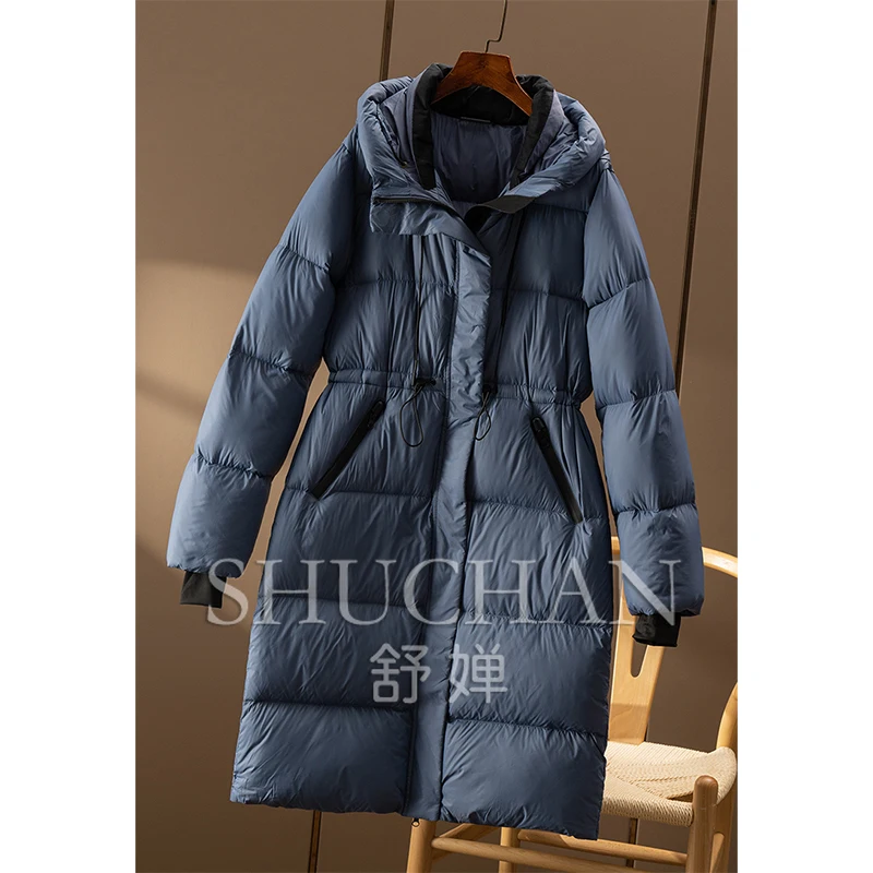 Light and Warm 90 Goose Down Hooded Long Down Jacket Women Casaco Feminino  Abrigos Mujer Invierno  Winter Coat Women