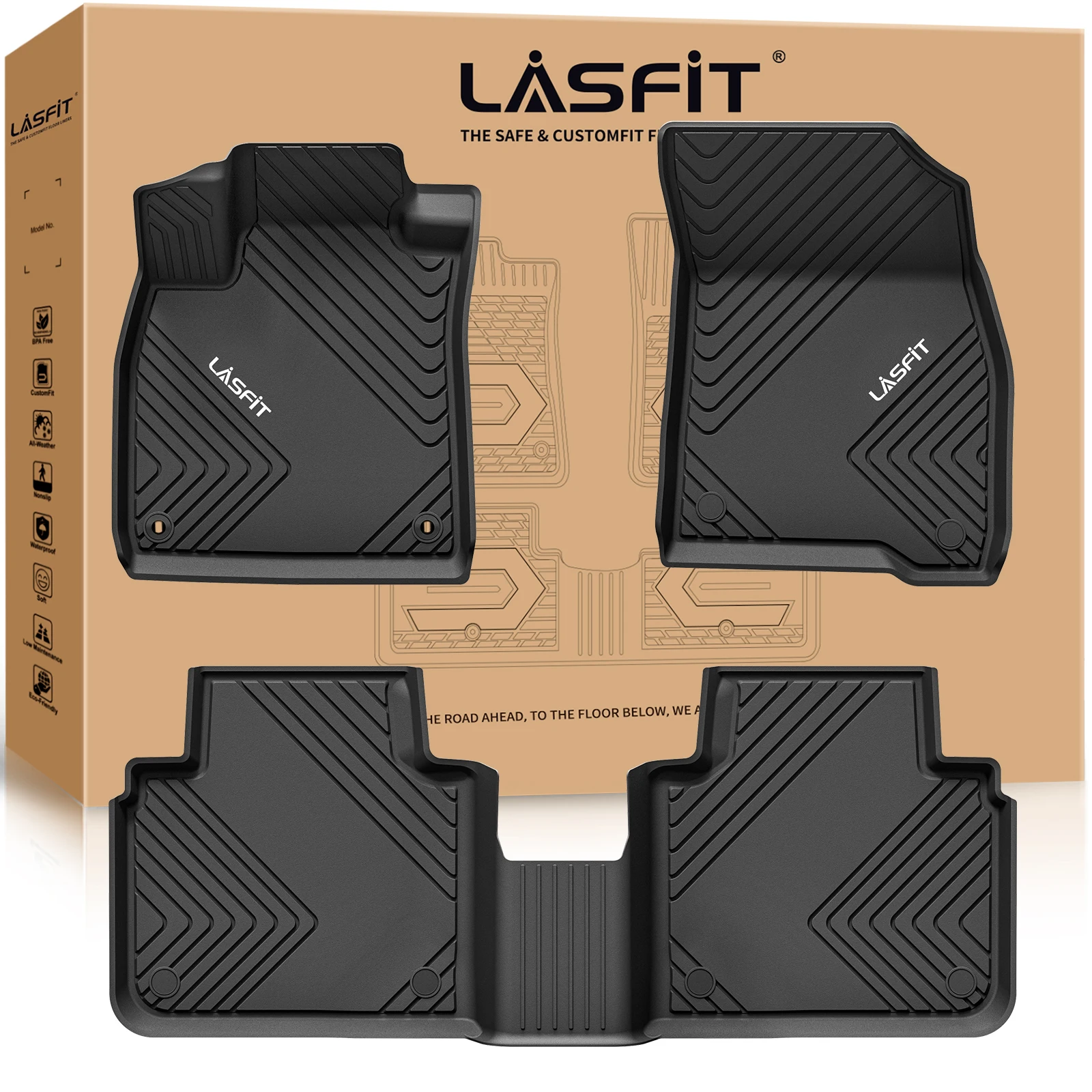 

LASFIT Floor Mats for Honda Accord & Accord Hybrid 2025 2024 2023 Custom TPE Floor Liners 1st & 2nd Row All Weather Protector