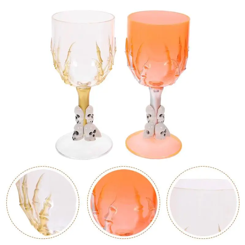 2 buah Halloween plastik Piala tengkorak cakar dekorasi plastik Piala Prop untuk Bar KTV toko (tidak Luminance pola, warna acak)