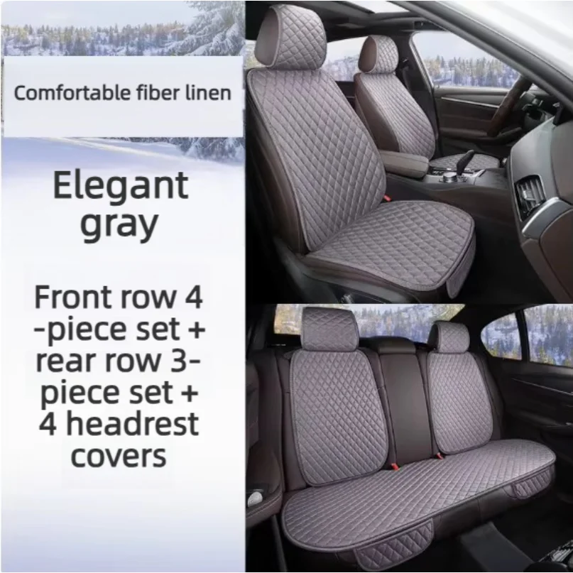 Hot Sale Universal Flax Car Seat Cover Breathable Four Season Front Rear Seat Cushion Protector Mat
