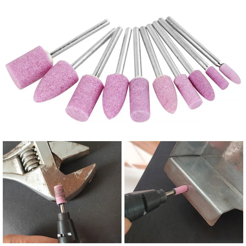 10PCS 3mm Shaft Mounted Ceramic Grinding Head for Rotary Tools Grinding Stone Wheel Head Tools Accessories