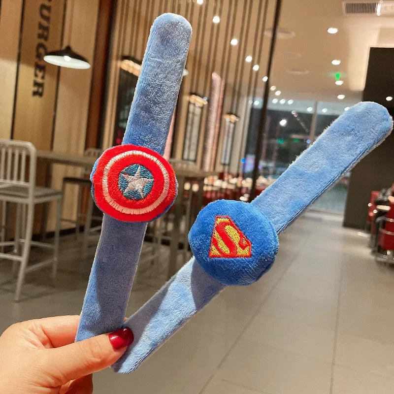 Disney Avengers Wristband Plush Toy Anime Iron Man Spider Man Bracelet Toy Patting Clap Circle For Kids Gift