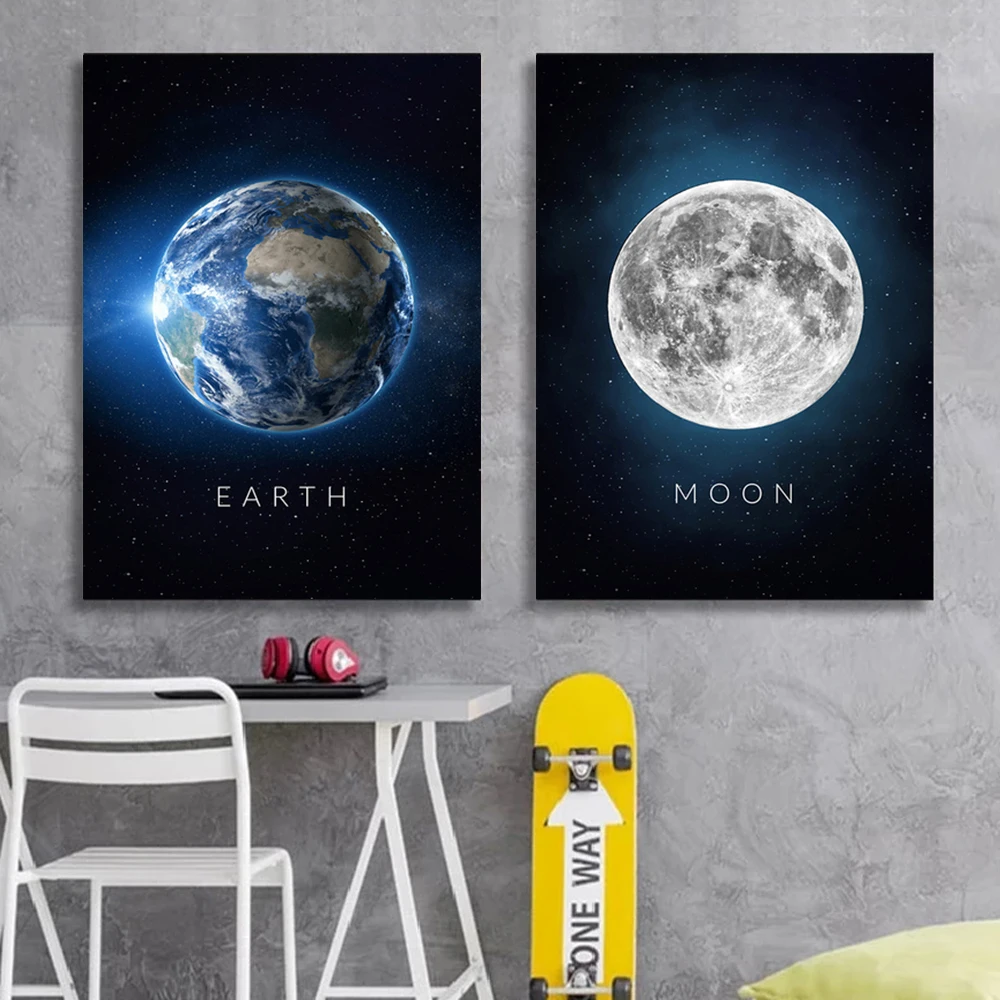 Sun Earth Venus Mars Moon Mercury Planet Nordic Poster Living Home Decor Wall Art Prints Canvas Painting Kids Room Mural Picture