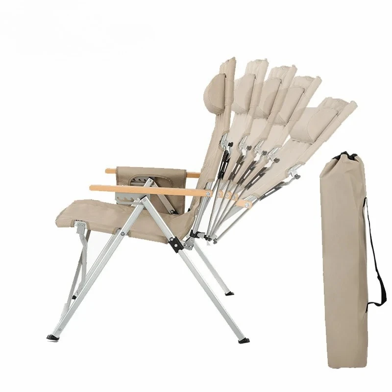 5-speed Angle Adjustable Backrest Camping Chair Aluminum Alloy Folding Relax Chair Outdoor Lounge Bench Chair