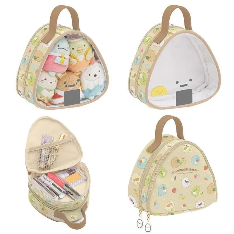 Sumikko Gurashi Double-Sided Makeup Bag Large Capacity Rice Ball Shape Storage Bag Box Cute Creative Portable Travel Makeup Case