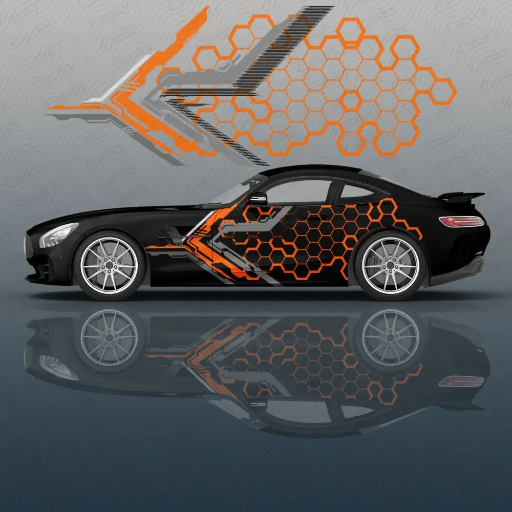 Geometric abstract figures Car Decal Protective Film Vinyl Racing Side Graphics Wrap Accessories Spray Paint auto Stickers