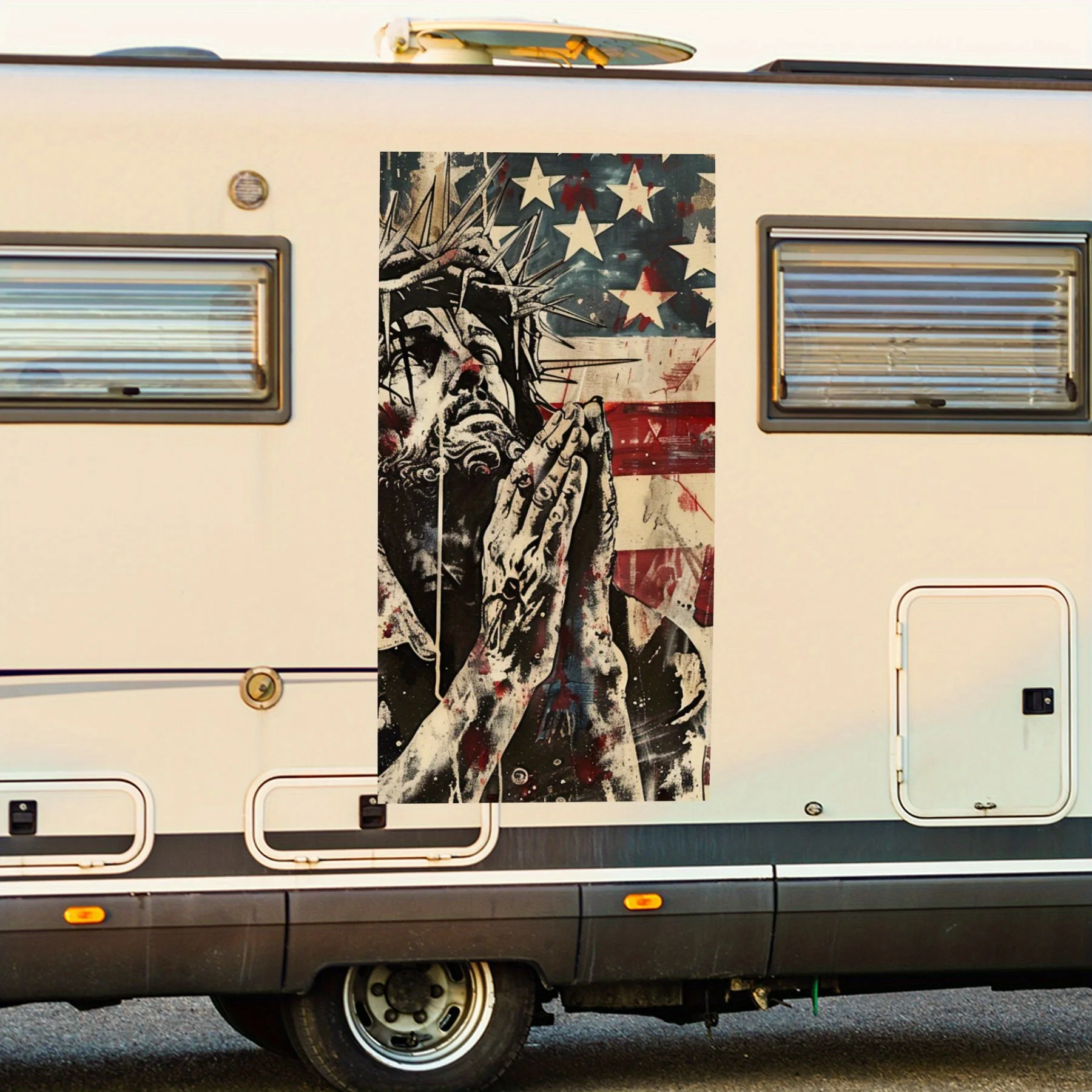 

Наклейка с изображением молитвы и флага, виниловая наклейка для двери автомобиля дома на колесах, водонепроницаемые самоклеящиеся виниловые наклейки для хвоста автомобиля и багажа