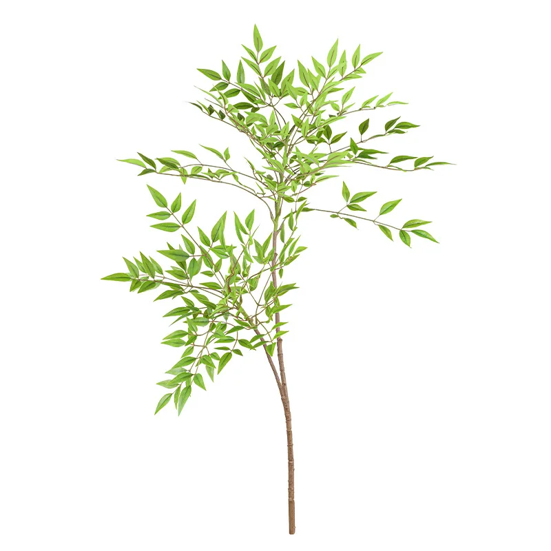 110cm 2 Forks Large Artificial Plants Fake Bamboo Tree Branch Plastic Nandina Leaves Tall Green Landscape For Home Garden Decor