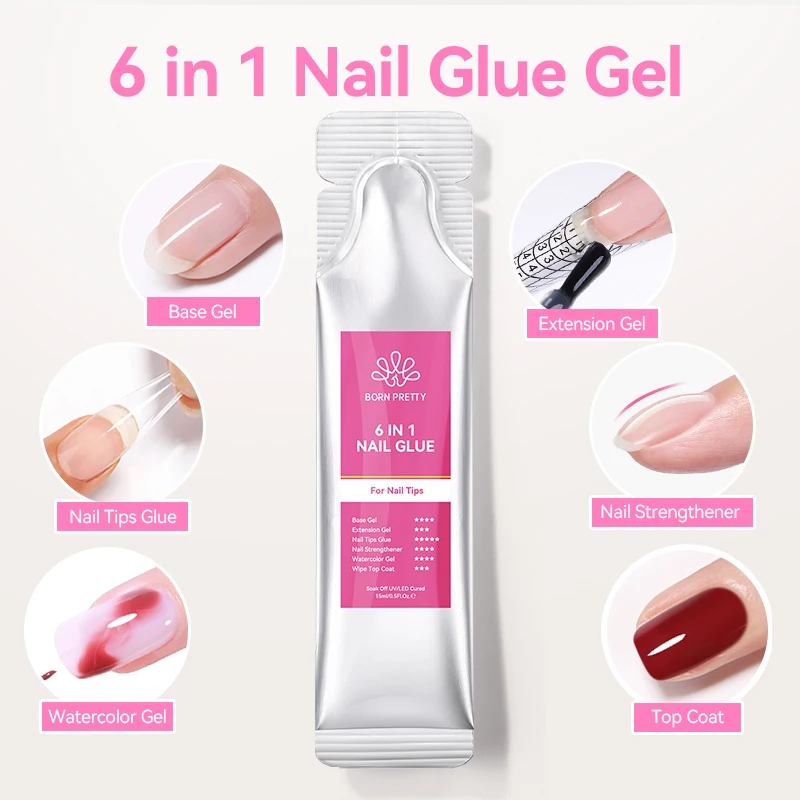 BORN PRETTY 15g 6 en 1 Extension ongles vernis Gel UV paquet rechargé construction ongles Gel Base en caoutchouc Semi Permanent ongles Art Gel