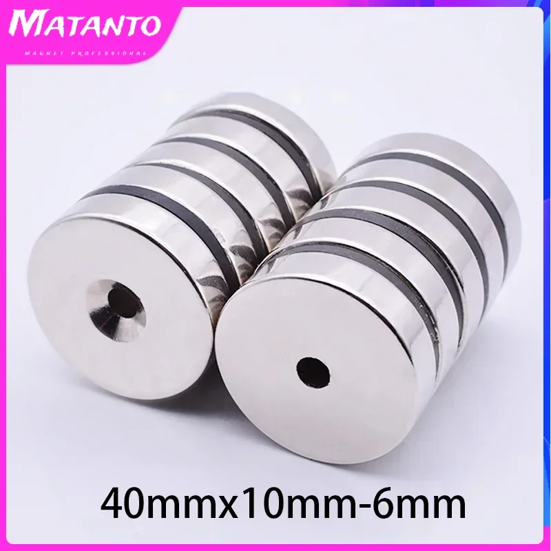 

1/2/5PCS 40x10-6mm 40x10-8mm Circular Neodymium Magnets with Hole Disc Round Super Strong Magnet Fridge Magnetic Sheet