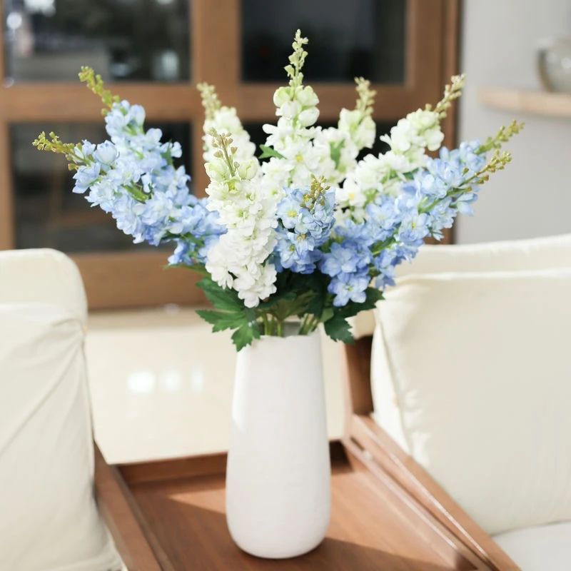 1pc Blue Delphinium Artificial Flowers Long Stem Larkspur for Wedding Centerpieces Floral Arrangements Home Vase Decor