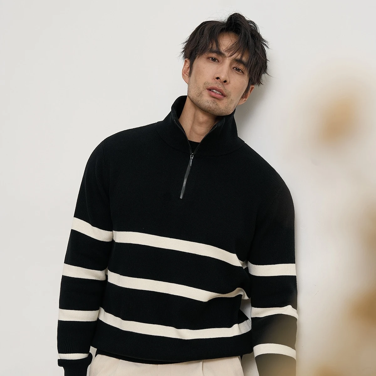 

Loose Men's Knitted Sweater Harajuku Sle Stripes 300 Pou Large Size Autumn Winter Faionable Fat Men's INS New Sle