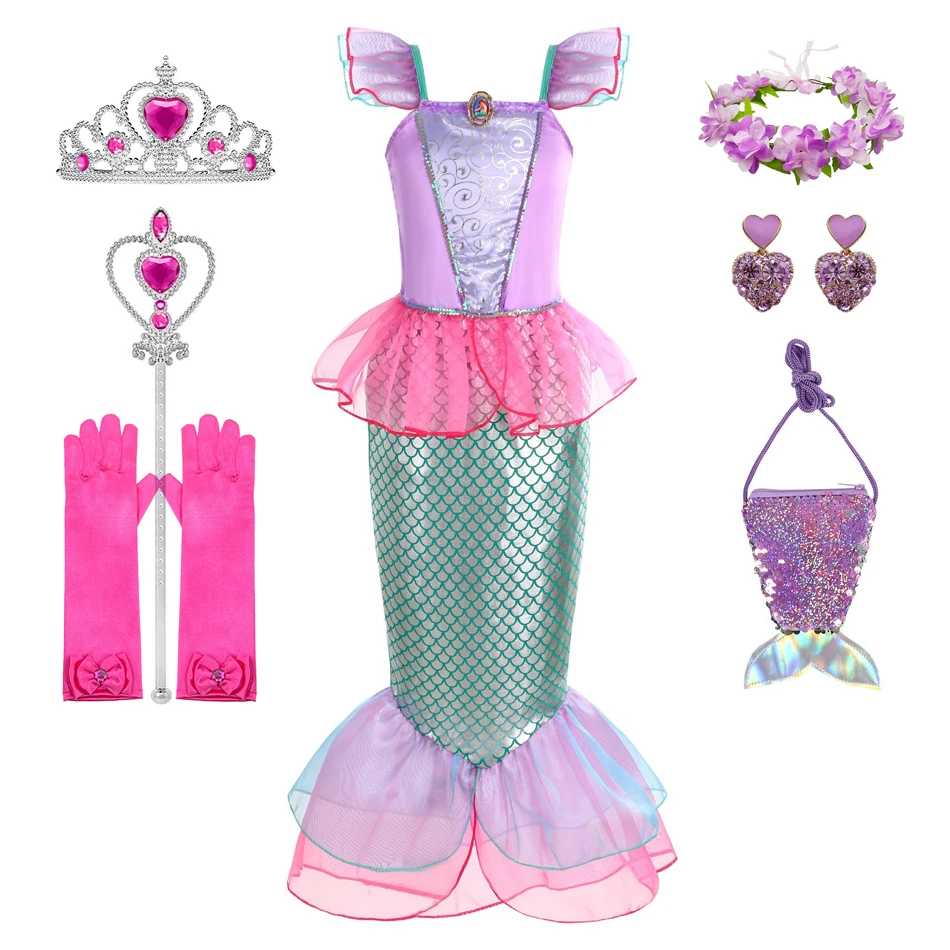 Mermaid Dress for Kids Girl Cosplay Children Carnival Birthday Party Prom Clothes Summer Dress Vestido