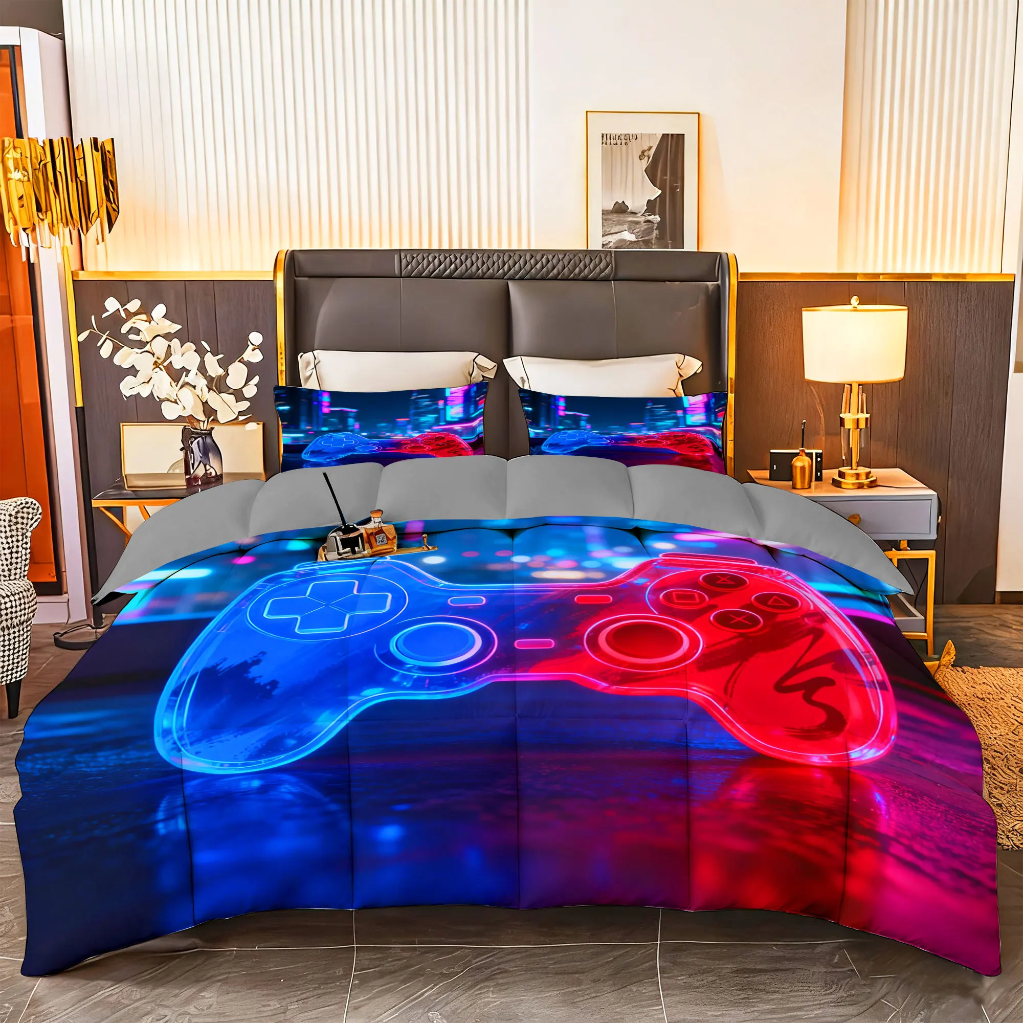 

3 шт., игровое одеяло для геймеров, комплект постельного белья-1 шт., одеяло + 2 наволочки, мягкие дышащие наволочки для домашнего декора (геймер 06)