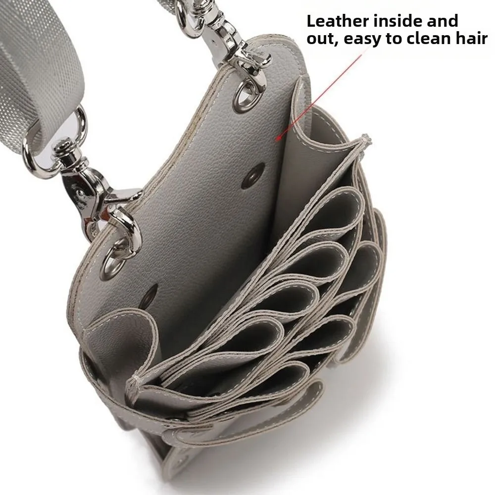 Fashion PU Leather Hairdressing Scissors Bag Large Capacity Durable Storage Bag Pet Comb Scissors Bag Crossbody Scissors Tool
