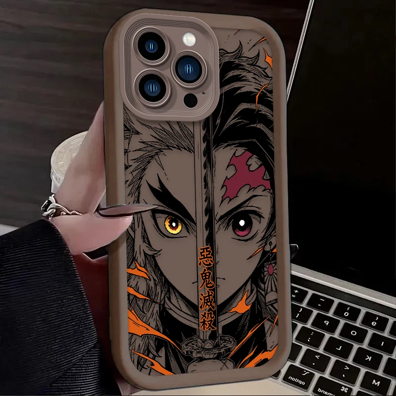 Demon Slayer Split Half Face Anime Phone Case for IPhone 17 Air 16 16E 15 14 13 12 11 Pro Max X XS X S Max XR SE 2020 SE4 7 8 view 6