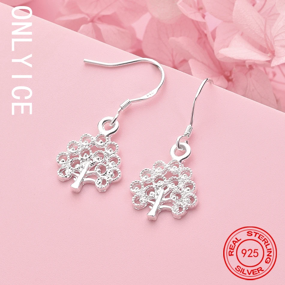 

New Charms Pretty 925 Sterling Silver Fine Tree Earrings For Woman High Quality Fashion Noble Jewelry Christmas Gifts