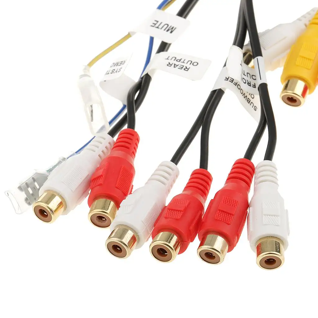 Car Audio RCA Wire Harness Adapter Plastic Radio Wiring Cable with Rear Monitor Output for F900BT F90BT Headunit