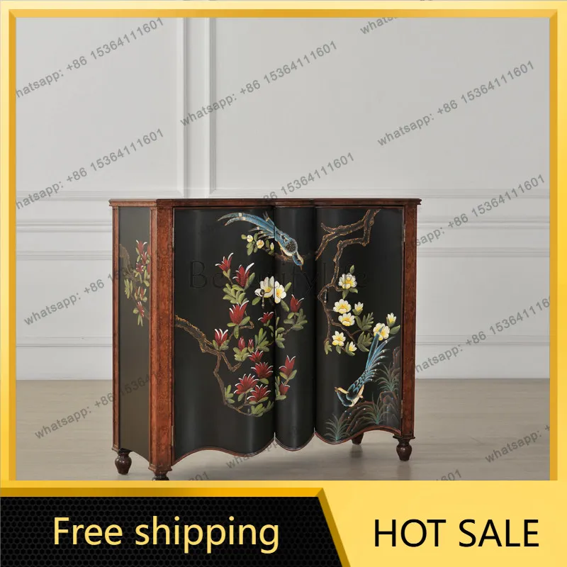 XX. Vintage American country hand-painted foyer corridor entrance cabinet side table