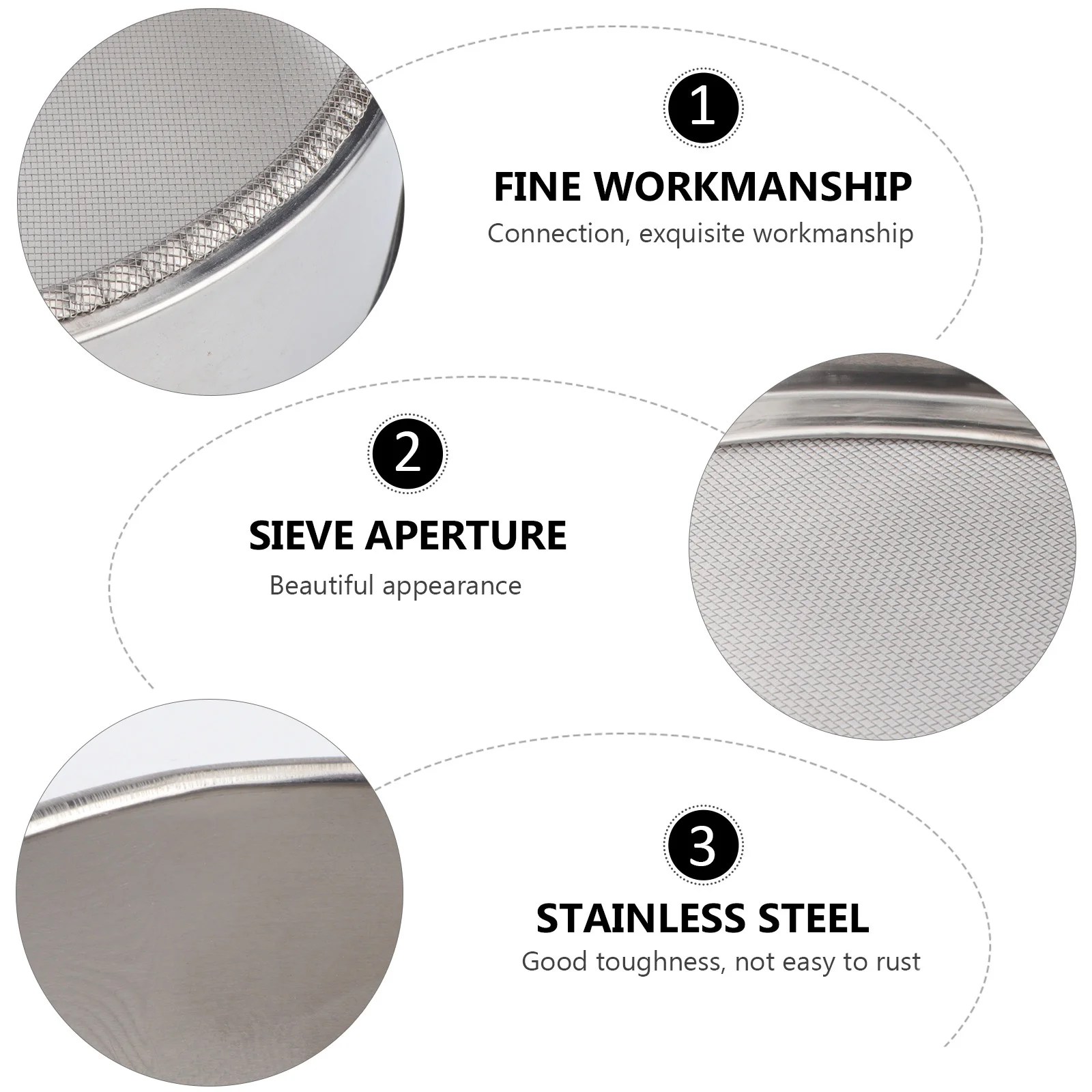 

Kitchen Fine Mesh Flour Sifter Stainless Steel Sieve Strainer Dusting Confectioners Sugar Baking Filter Cake Pizza Dough Gluten