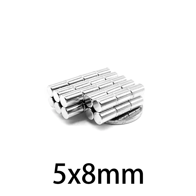 

20/50/100/200/500 шт., круглый сильный постоянный магнит, 5x8 мм, N35 дисковый редкоземельный магнит, круглый неодимовый мощный магнит