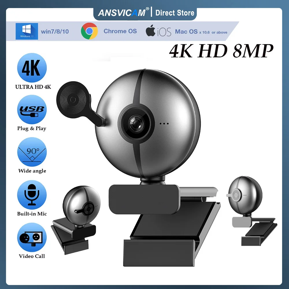 4k HD camera usb Camera Mini HD camera Laptop Universal dual microphone autofocus Video conferencing Video chat Live learning