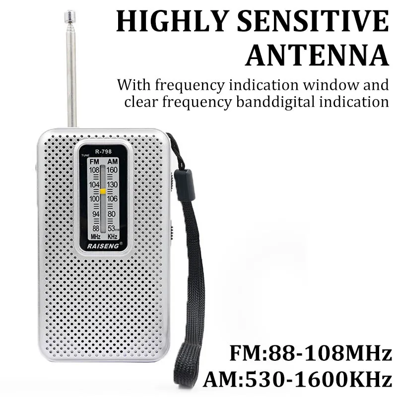 راديو جيب محمول صغير FM/AM ثنائي النطاق أجهزة الراديو العالمية مع 3.5 مللي متر سماعات جاك/هوائي عالي الحساسية/مكبر صوت #2