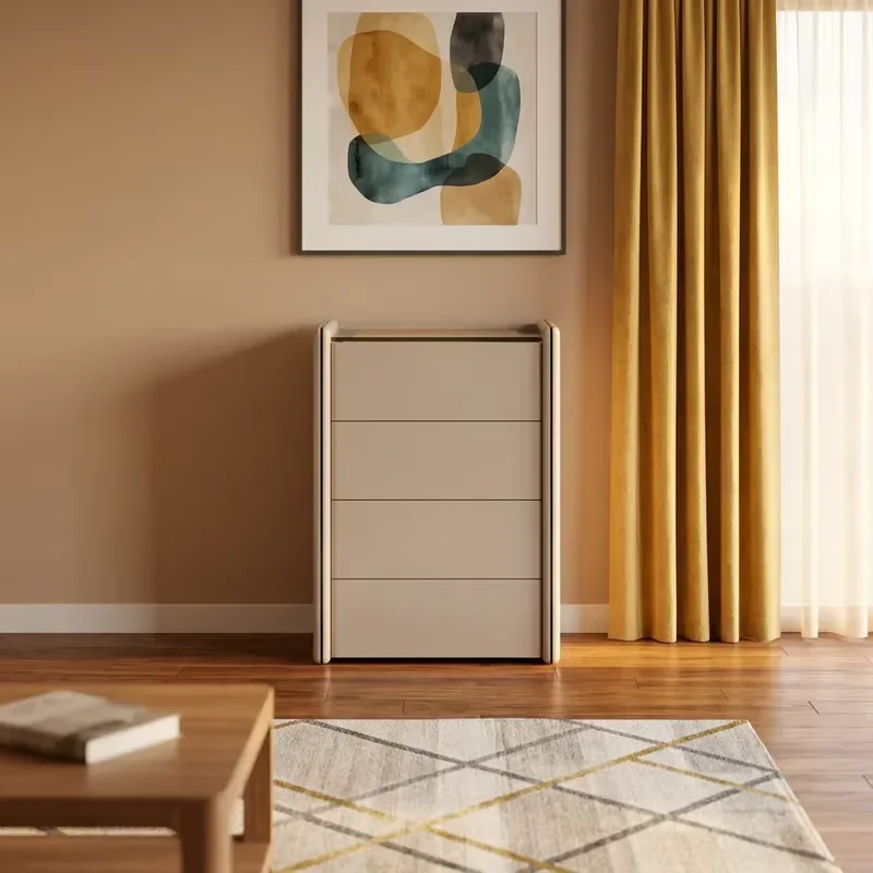 Modern Melamine Wood Side Cabinet with Mirror and Drawers Custom Design for Bedroom Hotel Apartment Lounge OEM ODM Service