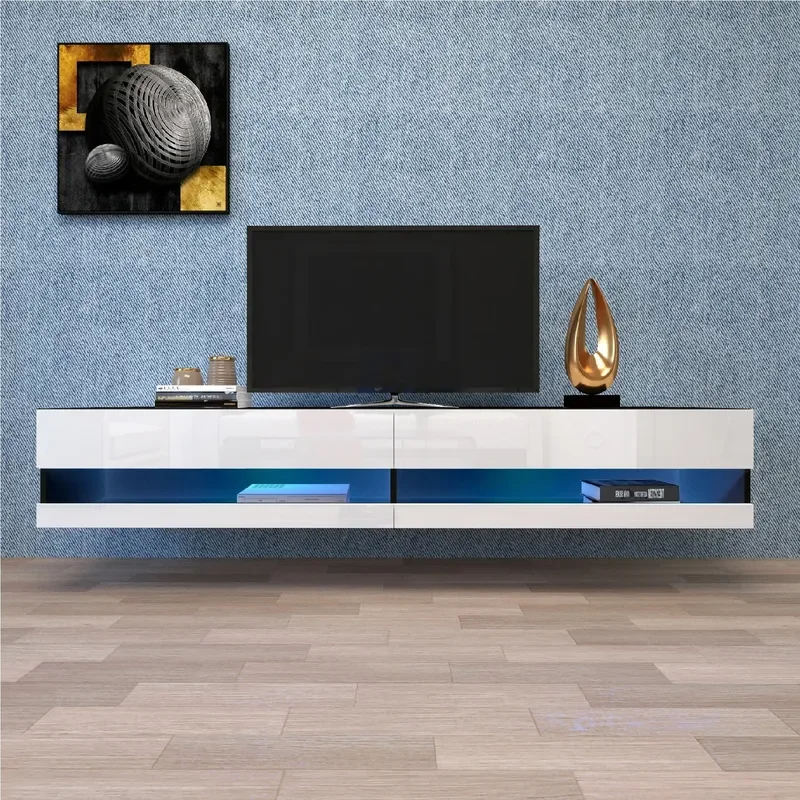 Modern Minimalist Wall Mounted TV Cabinet Light Luxury Floating Media Console for Small Apartment Living Room Custom Size