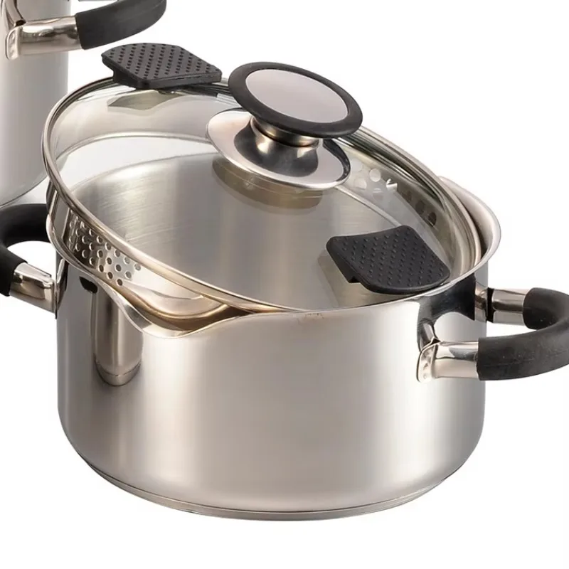 New Item Stainless Steel Cookware Set Large Noodle Cooking Pot Set Pasta Pots 5