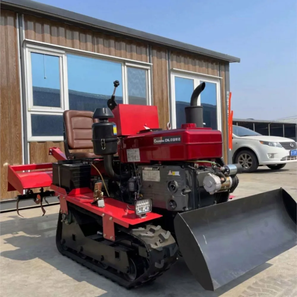 Multifunctional Trench Digging Agricultural Tractor Remote Control Orchard Greenhouse Tracked Micro Tiller Weeding Rotar