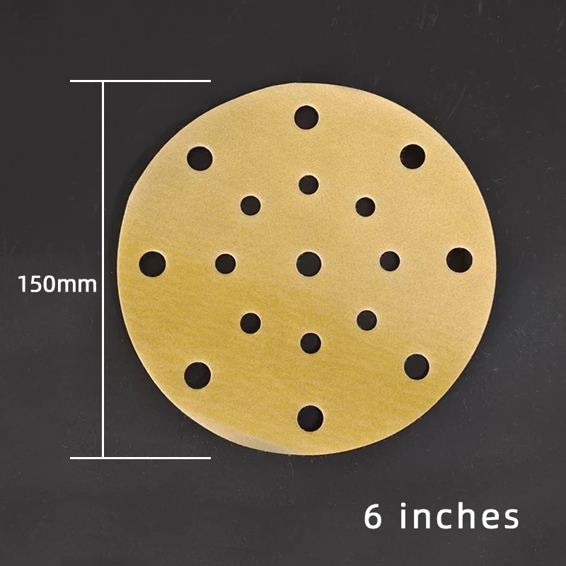 3M 6 Inch 17 Hole Dry Sandpaper Disc 236U Yellow Flocking Sandpaper, Automotive Putty Grinding Sandpaper