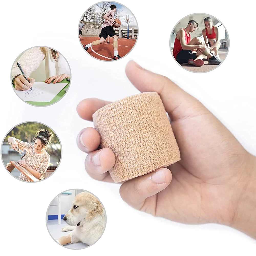 1 Rolle Wrap Sports Tape Bulk, selbstklebendes Rap Tape, selbstklebender elastischer Stick-Bandage, Power Flex Wrap für Handgelenk- und Knöchelverletzungen – Detail 7