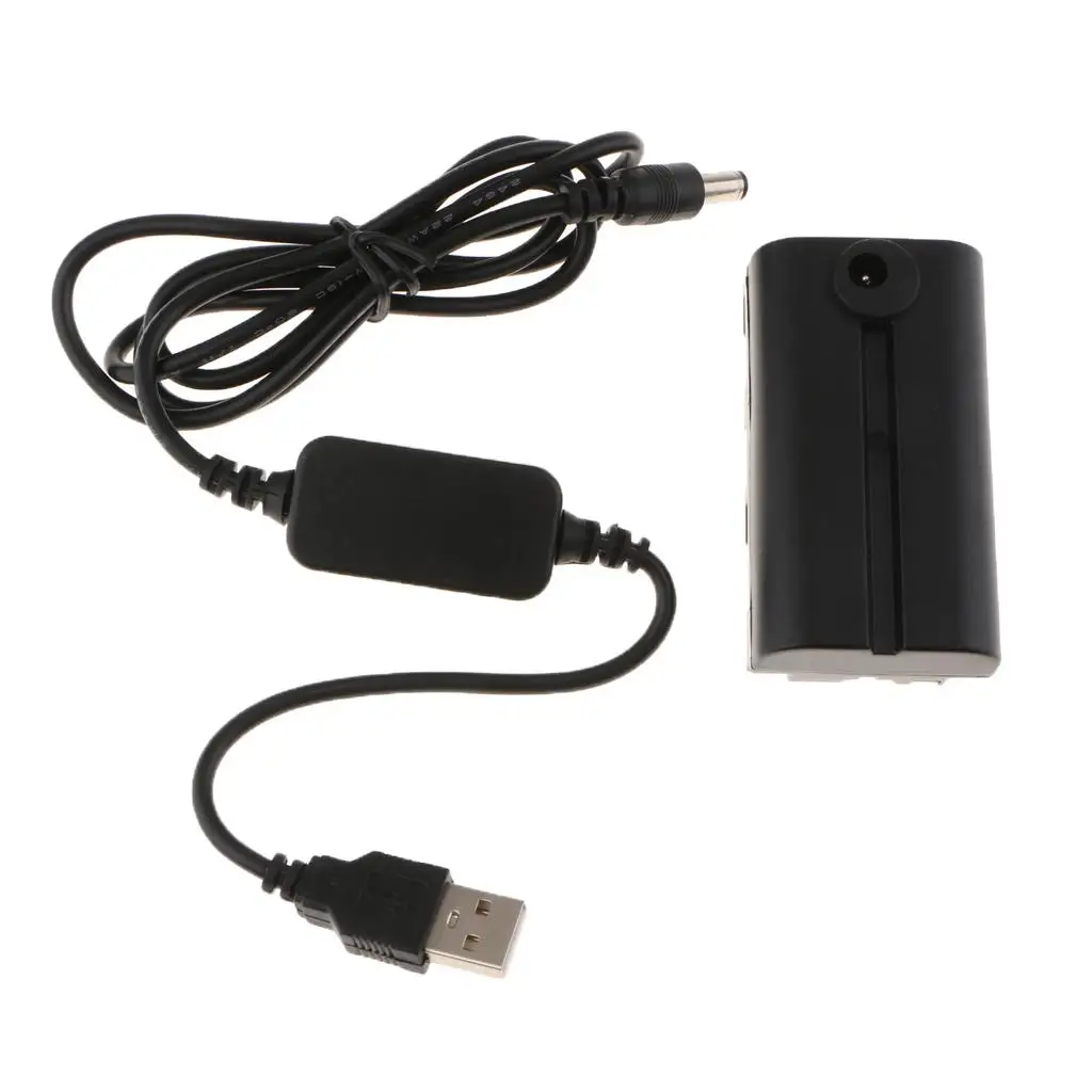 

USB Cable DC Coupler Stable Power Charger NP-F550 NP-F990 Dummy Battery for Camera Monitor Indoor Studio Setup