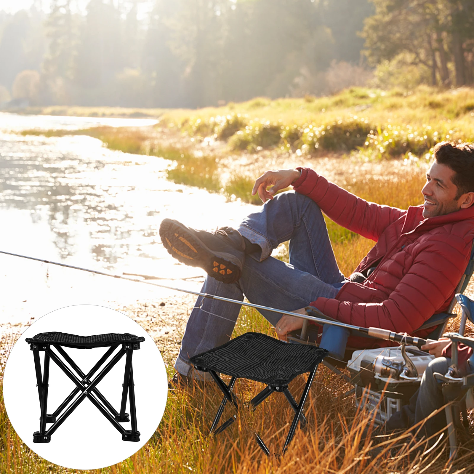 

Folding Fishing Beach Chair Lightweight Camping Outdoor Oxford Cloth Stainless Steel Chairs Anti Slip Strong Load