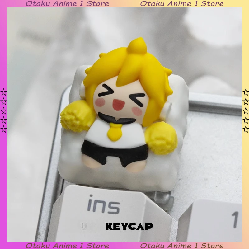 كارتون هاتسون ميكو ثلاثية الأبعاد لوحة المفاتيح الديكور ميكو رين لين Keycap لملحقات لوحة المفاتيح الميكانيكية ذات المحور المتقاطع