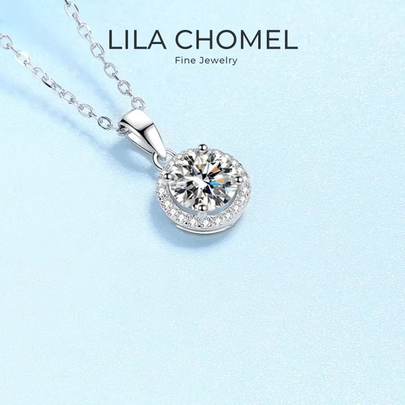 

Women Valentine's Day 18K White Gold Wedding Girl Necklaces 1CT Moissanite Diamond Pendant PT950 Platinum Daughter Birthday Gift