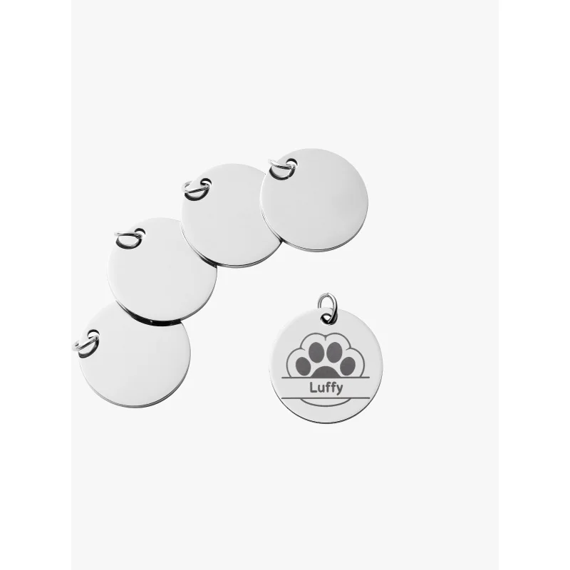 

For Tuozhu round stainless steel tags (5 pieces), laser engraving and cutting, handmade diy gift pet dog tags