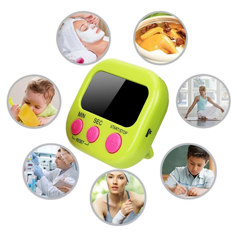 1PC Digital Kitchen Timer Magnetic Backing Stand Countdown Alarm Mini LCD Big Digits Loud Alarm For Cooking Baking Sports Games