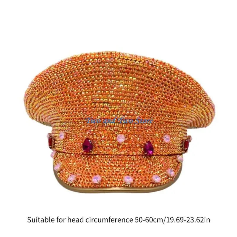 قبعة الكابتن HX6F اللامعة بأحجار الراين اللامعة من الكريستال للمهرجانات الموسيقية #6
