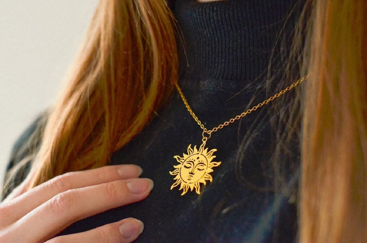 Celestial Sun Gold Plated Necklace For Women Fashion Hollow Sun Pendant Necklace Boho Jewelry Accessories Gift Clavicle Choker