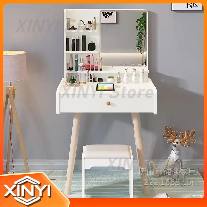Modern Simple 50cm Dressing Table for Small Apartments Bedrooms Mini Economical Vanity Table with Mirror for 60cm Space