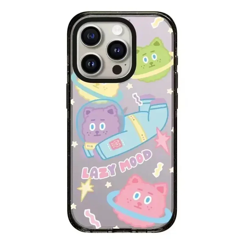 

Cartoon Space Bear Acrylic Black Border iPhone 11 12 13 14 15 Pro Max Protective Case